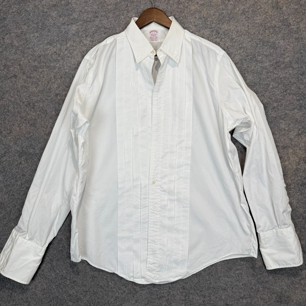 Vintage Brooks Brothers Tuxedo Dress Shirt Mens 17 - 6 Pleated French Cuff USA